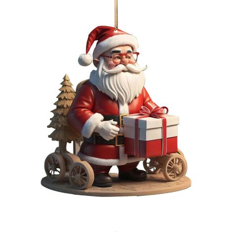 1 Paire Père Noël pendentifs acrylique multicolore suspendu décorations de Noël classique Père Noël festif décoration de fête cadeaux pour amis famille (1/5)