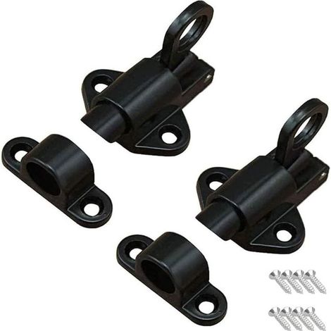 Lot de 4 verrous automatiques à ressort en aluminium, loquets de porte, noir (1/5)