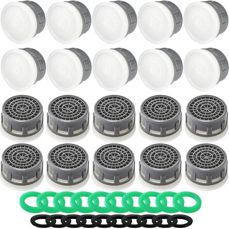 20 pezzi Aeratore per rubinetto - Limitatore di flusso 2,2 GPM - Pezzo di ricambio - Filtro per rubinetto da bagno e cucina - Adatto per filettatura interna ed esterna (1/5)