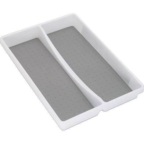 Grand range-couverts à 2 compartiments souples, blanc et gris, 2 sections (1/3)