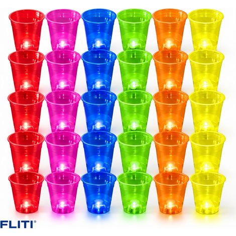 FLITI 30-Piece 16oz Rechargeable LED Light-Up Cups, Multicolor, for Parties and Events