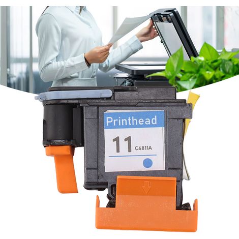Têtes d'impression de remplacement pour imprimantes HP 11, compatibles avec les imprimantes HP Designjet 100/110/111/500/510/800/813/850 Cyan. (1/5)