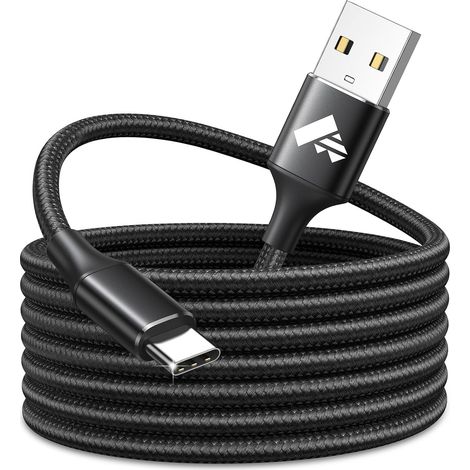 Câble USB C 3M, Extra Long Câble USB C Charge Rapide Nylon Chargeur Cable USB vers USB C Chargeur Type C Charge Rapide pour Samsung Galaxy A55 A54 S25 S24 S23 S22 S10 Ultra Pixel PS5 Xiaomi (1/5)