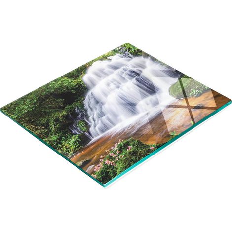 Tabla de cocina de vidrio templado con gr谩fico de cascada de Tailandia, 60x52 cm (1/5)