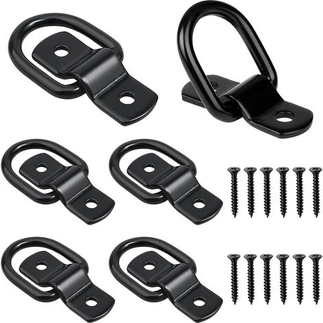 Lot de 6 Anneau Arrimage Crochet Arrimage Anneaux en Inoxydable Noir Anneau d'Arrimage Montage Anneau pour Remorques Voitures Camions pour sécuriser Le (1/5)