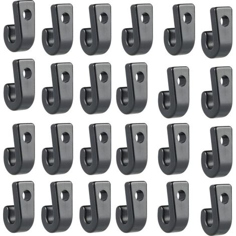 50Pcs Kayak J Crochets en Nylon Noir, Crochets d'Arrimage Kayaks en Plastique Durable, Crochets en Forme De J Pour Kayak Bungee Cordon Canoës Bateaux Paddle Board Yacht Canots Barque (1/5)