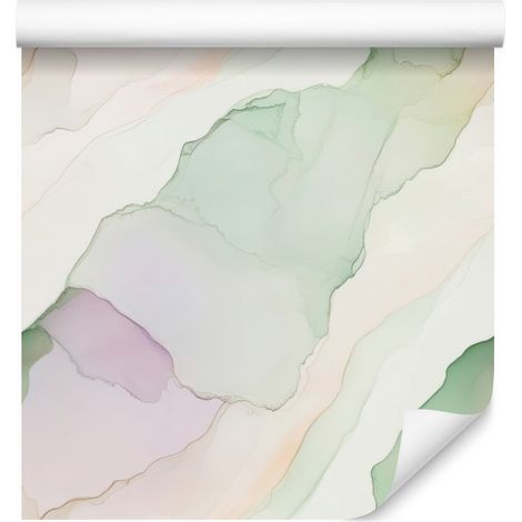 Papier peint Ink gris clair, blanc, crème et menthe 50x1000 cm (1/5)