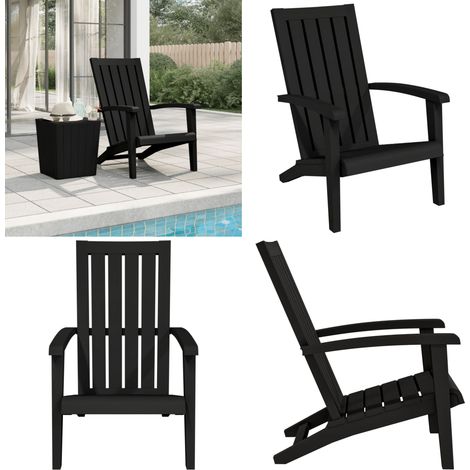 Chaise de jardin Adirondack noir polypropylène - Chaise De Jardin - Fauteuil De Jardin - Mobilier De Jardin - Chaises Adirondack - Chaise En Polypropylène - Home & Living (1/5)