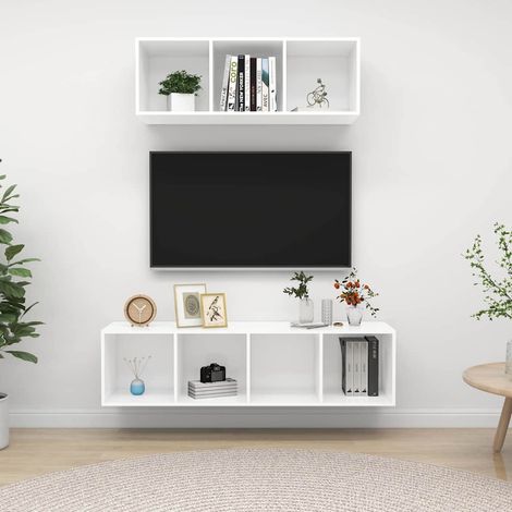 vidaXL Juego de muebles de salón 2 piezas madera de ingeniería blanco (1/5)