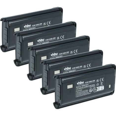 vhbw 5x Akku Ersatz für Kenwood RAD0148, RAD0031, OSKNB30XT, OSKNB30 für Funkgerät, Walkie Talkie (2300 mAh, 7,2 V, NiMH)