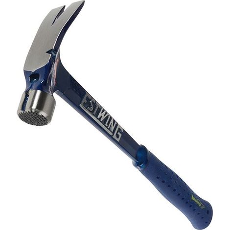 Estwing E6/19SM 19oz Ultra Series Framing Hammer with Milled Face, Blue Shock Reduction Grip, Straight Claw, 400mm Length (1/2)