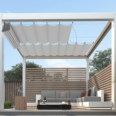 Housse d'ombrage de pergola de 0,9 x 3,6 m, imperméable et rétractable avec matériel de câble pour extérieur, terrasse, Porche, Garage, auvent de Cour (1/5)