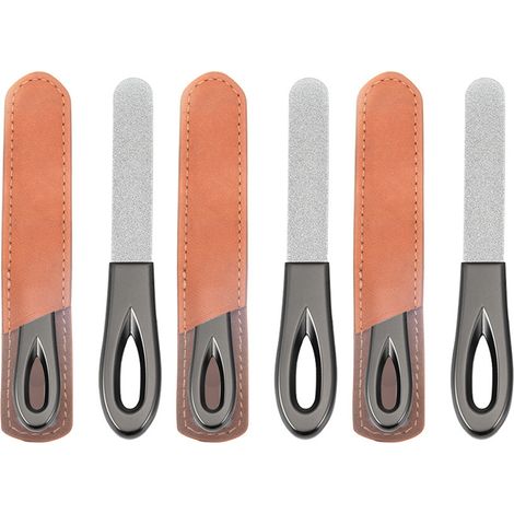 Lot de 3 limes à ongles en acier inoxydable avec manche antidérapant et grain diamanté. Limes à ongles en métal, type émeri, pour ongles naturels. (1/5)