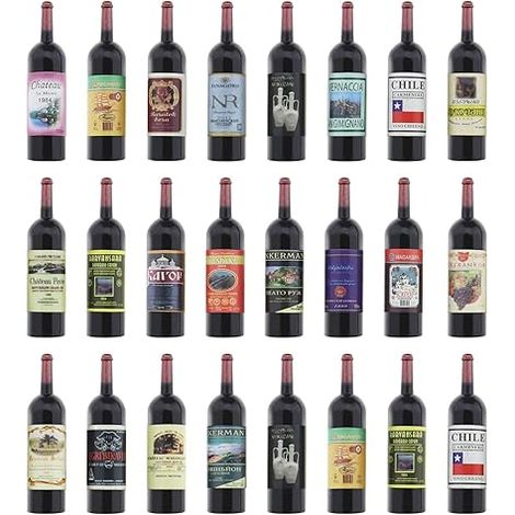 Lot de 24 mini bouteilles de vin miniatures en plastique à l'échelle 1:12 maison de poupée accessoires décoration de cuisine (1/5)