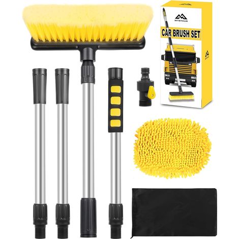 Car Wash Brush, 65 Inch 165 cm Car Cleaning Mop with Replaceable Mop Head, Storage Bag, Car Brush for Caravan, Boat Car, Truck, Windows (1/5)