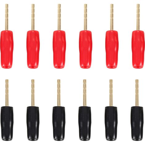 12 Connecteurs, Fiche banane 2mm, Cuivre pur, Plaqué or, Pour Ampli HiFi