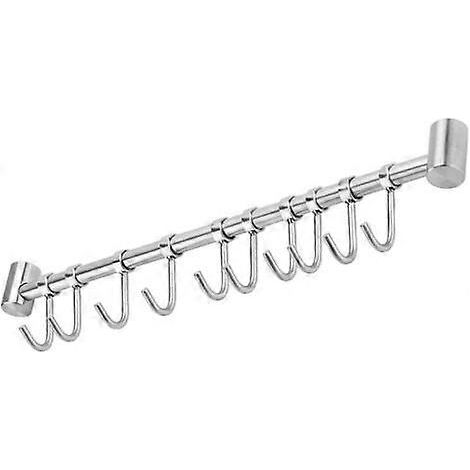 Crochets de barre en acier inoxydable de 53 cm avec 12 crochets argentés (1/5)