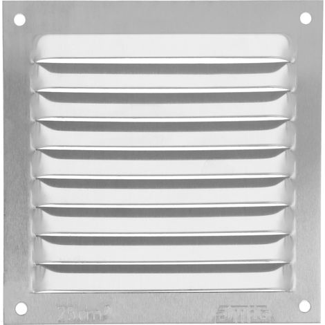 Grille de ventilation carrée en Aluminium Grilles d'aération pour sortie d'air Idéal pour plafond de cuisine et de salle de bain Dimensions : 100 x 100 mm Couleur: Argent (1/4)