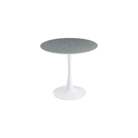 Tavolo Mimosa D 80 Bianco Marmo Grigio (1/4)