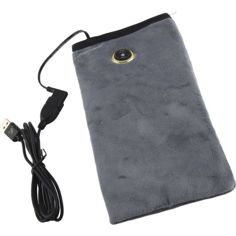 Sac chauffant à brancher sur USB, chauffage électrique, chauffe-mains multifonctionnel/chauffe-utérus/chauffe-biberon/sac chauffe-mains, gris. (1/5)