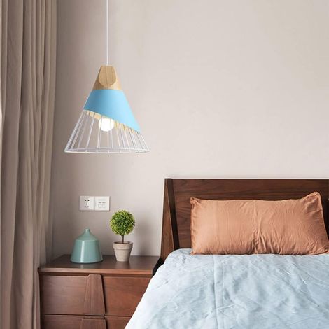 1 Suspension Luminaire Industrielle,Design Vintage Métal Bois,Douille E27,Câble 100cm,Salle À Manger Cuisine