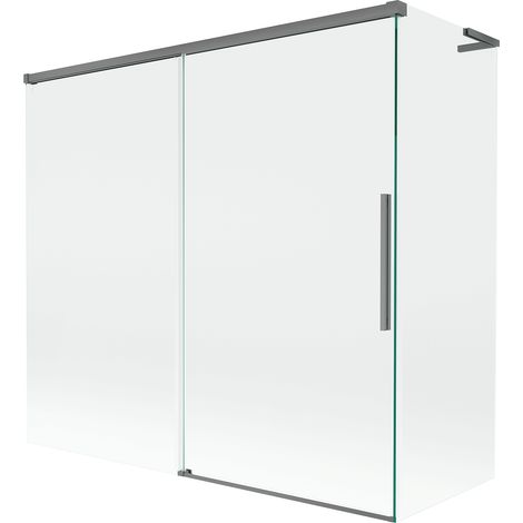 Mexen Rox L Duschwand 2-flügelig verschiebbar 170 + 70 x 150 cm, transparent, Gun Metal - 8C9L-170-070-95-00