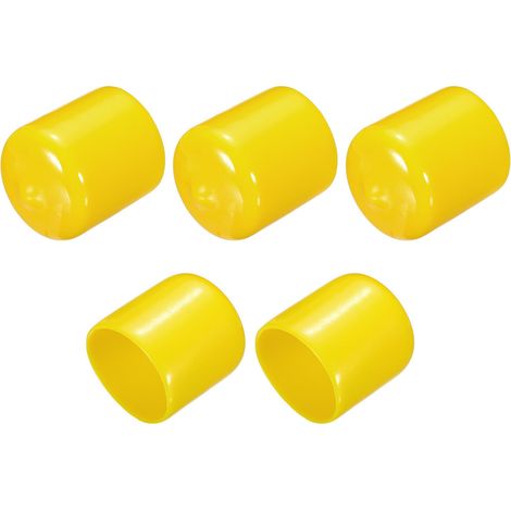 5Pcs Embouts en Caoutchouc de 25mm (1") pour Tube Rond en PVC, Couvercle de Boulon, Protecteurs de Filetage de Vis Jaunes (1/5)