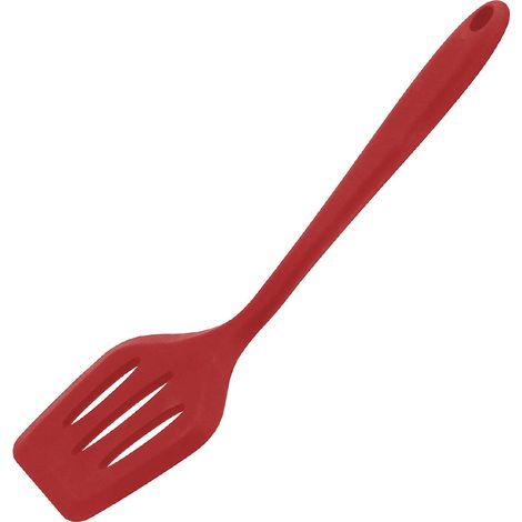 Spatule ajourée 77L, en silicone antiadhésif résistant à la chaleur jusqu'à 250 °C (480 °F), avec manche ergonomique et design sans joint. Idéale pour la cuisine. Couleur : rouge. (1/5)