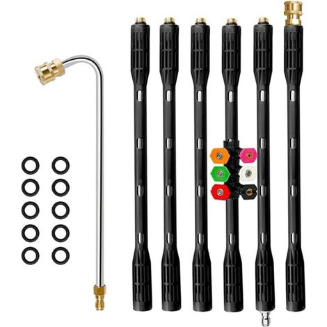 Système de tige d'extension pour nettoyeur de gouttière avec plusieurs types de pulvérisation, ensemble d'outils de fixation pour nettoyeur haute pression (1/5)