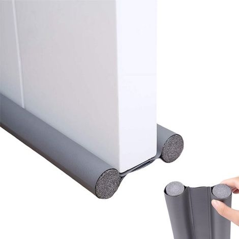 2 pièces - Joints anti-courant d'air pour portes - Boudins de porte double face - 96 cm - Découpables - gris - avec rouleau double en mousse - pour le froid, les insectes et les teintes gris clair (1/5)