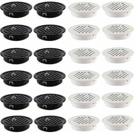Grille de Ventilation 35mm Grille D'aération Trou Inox Placard Grille d'évacuation Ventilation Fond Rond en Maille Trou D'aération 24 pièces pour Armoire Meubles (Noir et Blanc) (1/5)