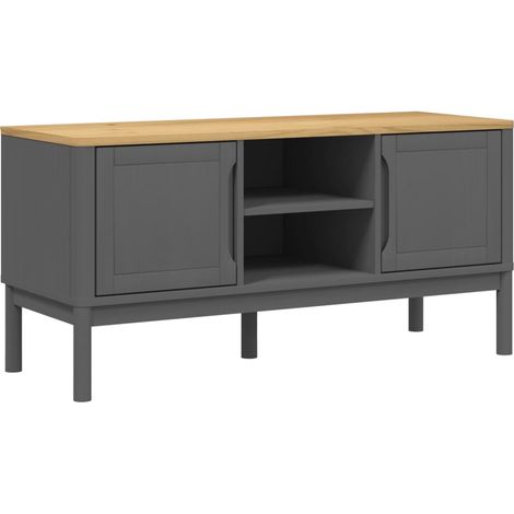 TV-Schrank FLORO Grau 114x43x55 cm Massivholz Kiefer vidaXL