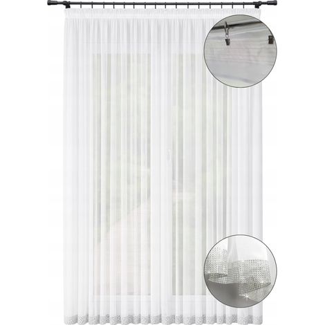 Tenda dritta pronta all'uso con strass 400x240, tenda lunga per soggiorno, selezione bianca