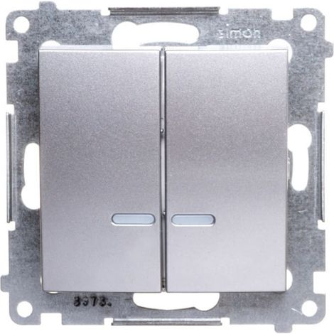 Interruttore per lampadario Simon 54 resistente agli spruzzi d'acqua IP44 con illuminazione, connettori rapidi, argento opaco DW5BL.01/43