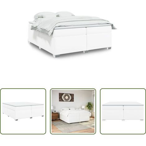 vidaXL Surmatelas - Sommier à lattes de lit avec matelas Blanc 200x200cm Similicuir (1/5)