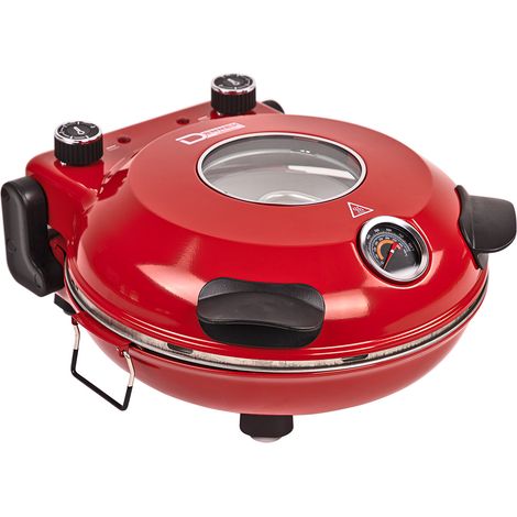 Pizzaofen Pizzabackofen Flammkuchenofen elektrisch rot Keramikstein 1200 W (1/5)