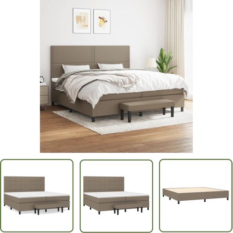 The Living Store Sommier à lattes de lit avec matelas Taupe 200x200 cm Tissu - Lit Plateforme - Lit Double - Matelas Ressorts Ensachés - Literie Taupe - Meuble Chambre (1/5)