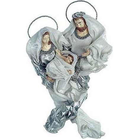 Addobbo per albero di natale natività 20 cm - colore argento bianco - 3 pezzi