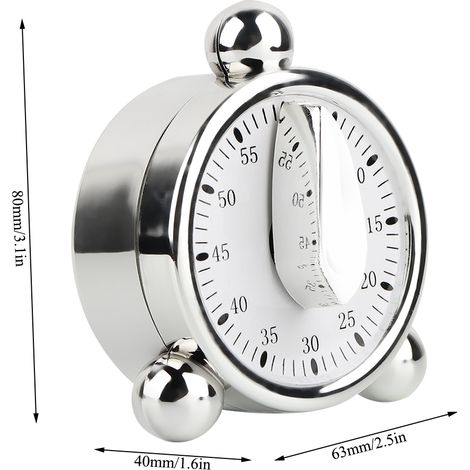 Minuteur mécanique de cuisine 60 minutes – Compte-à-rebours pour cuisson, rappel de temps, alarme sonore (1/4)