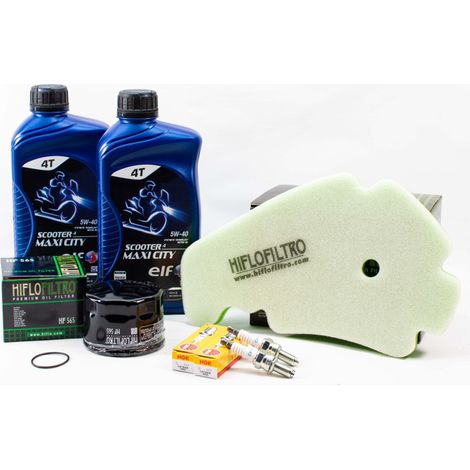 Kit Révision Filtres Bougies pour PIAGGIO MP3 500 LT ie Business de 2011 à 2013 - ELF SCOOTER 4 MAXI CITY 5w40 2L