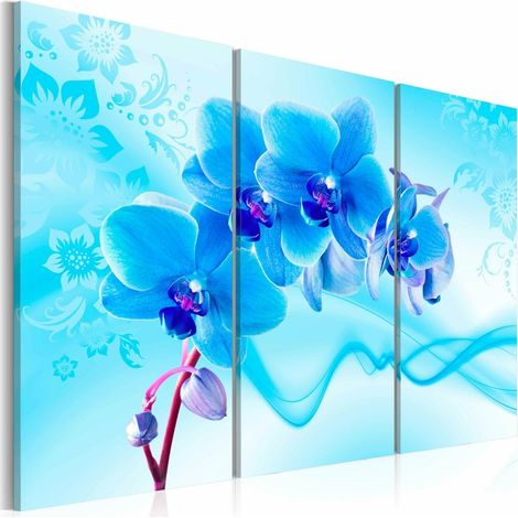 Tableau bleu orchidée éthérée - 90 x 60 cm (1/4)