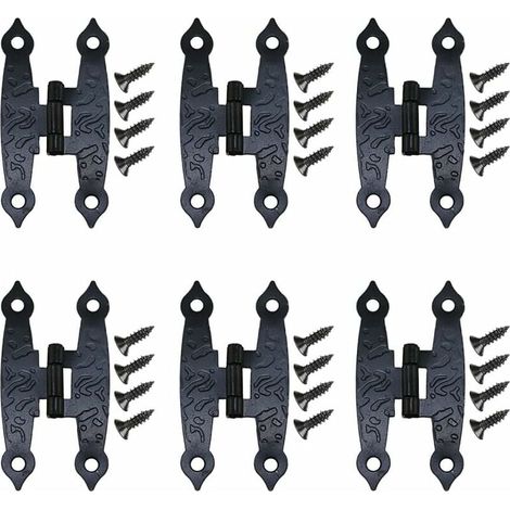 royaluxe- Antique Armoire Porte Bagages Charnières Hinges Décoration Hinges avec Vis Charnières en Métal Charnière à Fleurs Quincaillerie Ancienne Charnières, 6533mm,(10Pcs,Noire) (1/4)