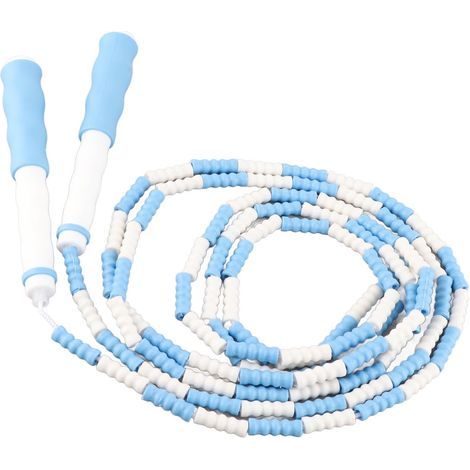 Segmented, adjustable, untangled jump rope with flexible PP plastic beads for children, blue (1/5)