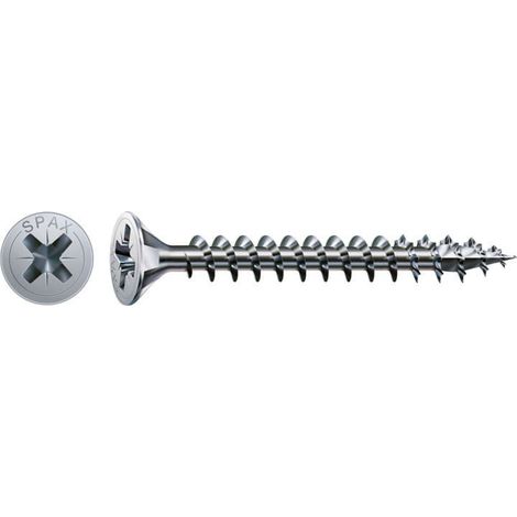 Vis cruciforme à tête fraisée filetage total Z2 acier inoxydable (180 pcs) - SPAX - 4 x 25 mm