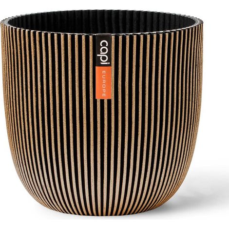 Capi Europe Übertopf Groove Kugel Schwarz & Goldfarben Ø 21,5 - Kunststoff