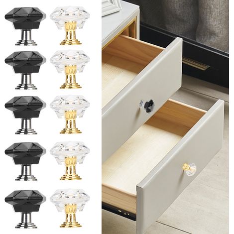 Poignées de tiroir en diamant pour meubles de chambre, poignées de porte d'armoire de cuisine (1/4)