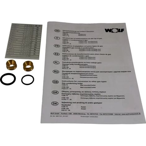 Wolf Kit de conversion gaz naturel E/H - LL pour CGB-75/100, 8610471