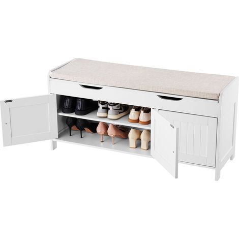 VEVOR Panca Scarpiera 1050 x 350 x 503 mm, Panca da Ingresso con Contenitore Sollevabile e Cuscino Seduta e 3 Scomparti, Scarpiera Capacita di Carico 113,4 kg, per Corridoio Soggiorno, Nero (1/5)