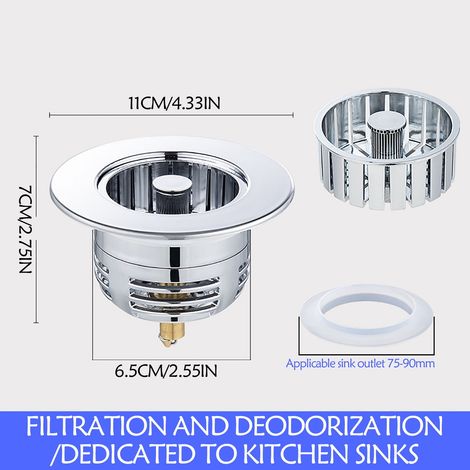 Filtre Pour Évier - Filtre Anti-Odeur En Acier Inoxydable 304 - Bouchon Étanche À Pression Pour Éviers Cuisine - 1 Pièce (1/3)