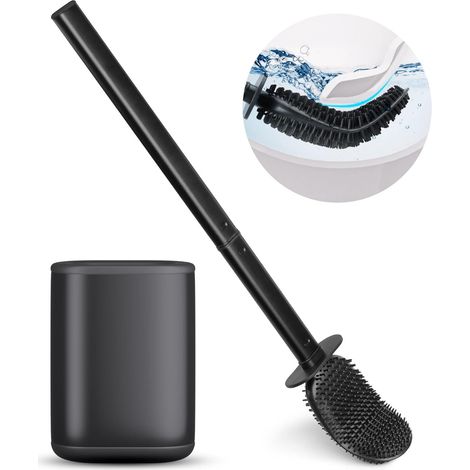Silicone Toilet Brush and Holder, Quick Drying Silicone Brush with Removable Base (1/5)